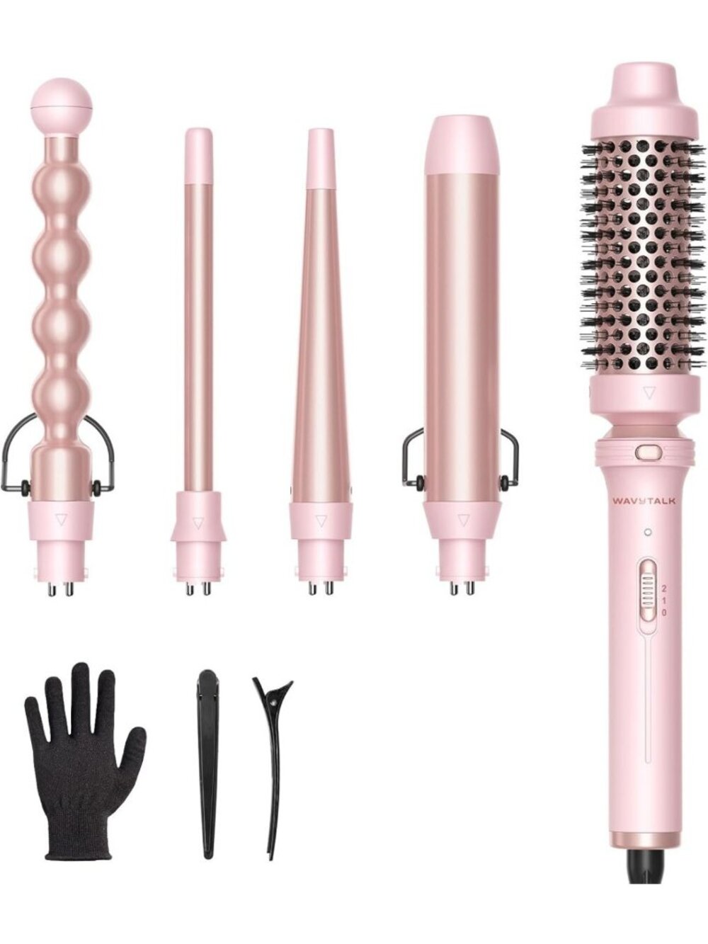 5-in-1 Curling Wand Set with Thermal Brush & Versatile Barrel Sizes for Waves